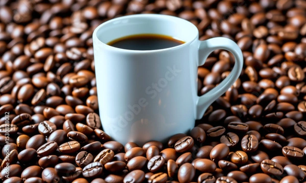 Fototapeta Fresh Brewed Coffee in Bean Surrounding