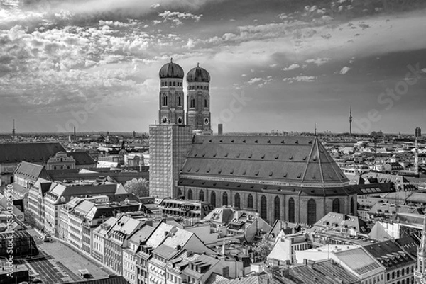 Obraz Beautiful super wide-angle sunny aerial view of Munich, Bavaria.