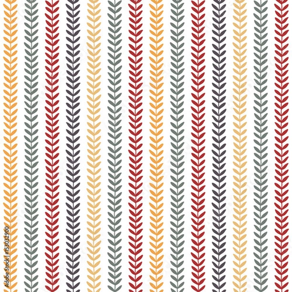 Fototapeta Simple autumn abstract leaf pattern. Seamless doodle background. Vector illustration.