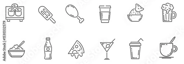 Fototapeta  Fast food line icons.. vector. editable