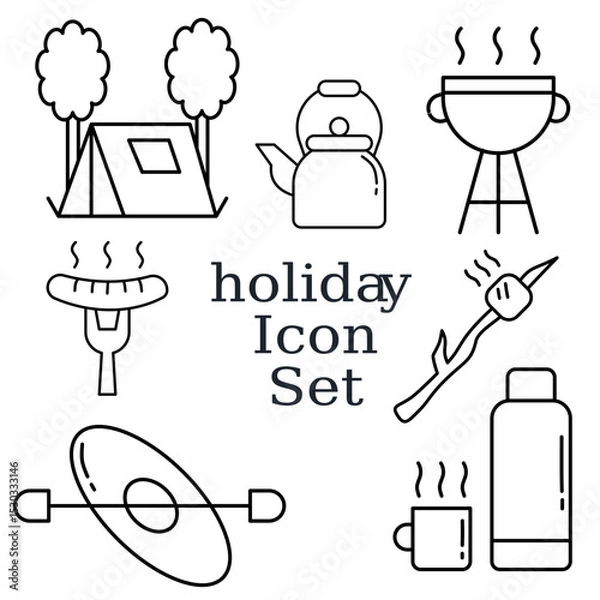 Obraz outline holiday icon set