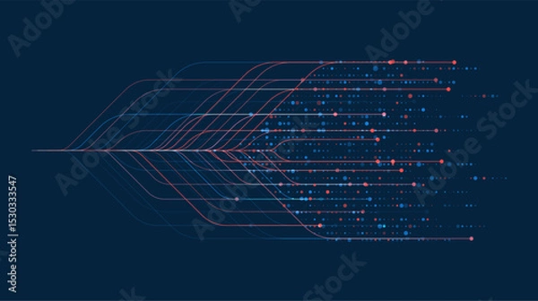 Obraz Big data visualization. Social network, financial analysis of complex databases. Data mining. Vector technology background. Information analytics concept.
