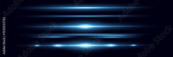 Fototapeta Red horizontal lens flares pack. Laser beams, horizontal light rays.Beautiful light flares. Glowing streaks on dark background. Luminous abstract sparkling lined background