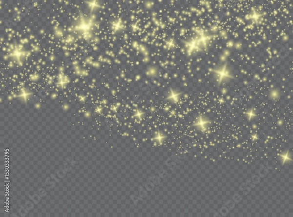 Fototapeta Sparkling magical dust particles . The dust sparks and golden stars shine with special light.