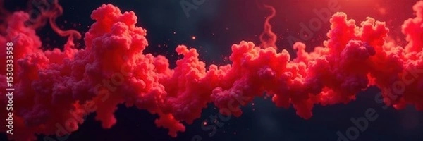 Obraz Intricate red smoke trails, bold color contrasts, abstract art , vibrant, curl