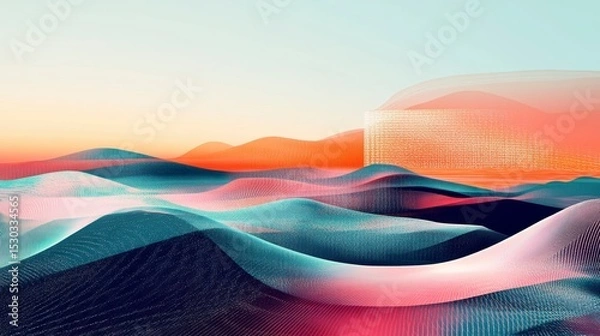 Obraz Abstract landscape with vibrant, swirling colors and soft light, evoking a sense of serenity and movement.