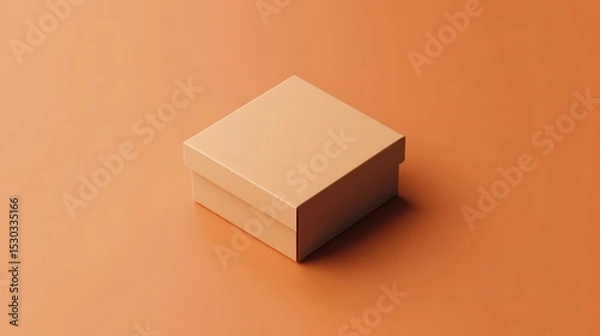 Obraz Simple square beige box on orange background.