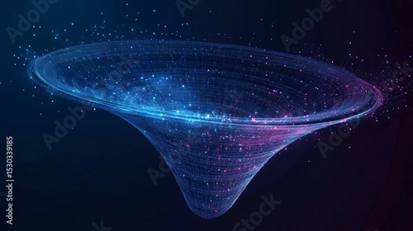 Obraz Abstract swirling vortex of light and particles, futuristic digital data flow concept.