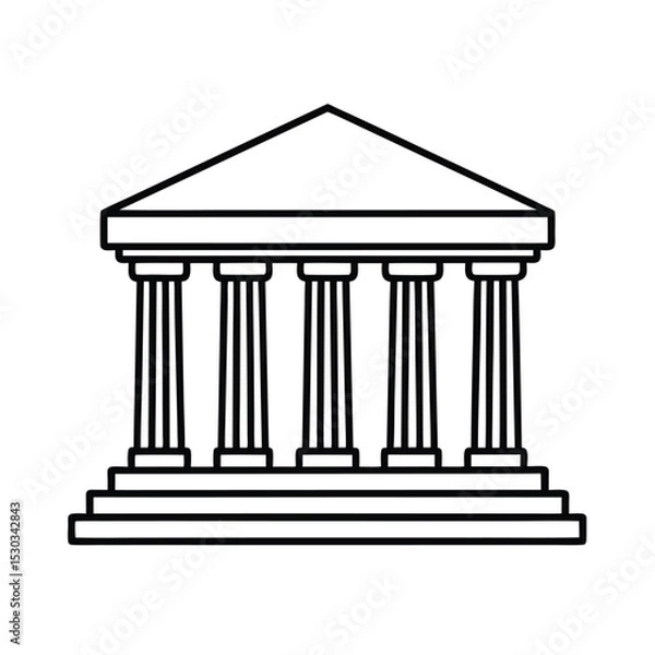 Fototapeta Simple Line Art of a Classical Building