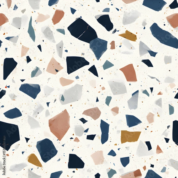 Fototapeta Trendy terrazzo repeating texture with vibrant colors seamless pattern for modern designs artistic backgrounds unique and stylish
