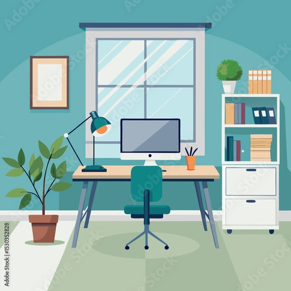 Fototapeta Modern Home Office Setup. Stylish and Functional Workspace Design
