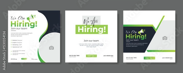 Fototapeta We are hiring job vacancy social media post banner design template. We are hiring job vacancy square web banner design.