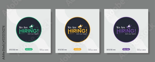Fototapeta We are hiring job vacancy social media post banner design template with red color. We are hiring job vacancy square web banner design. Employee vacancy announcement. Illustration isolated