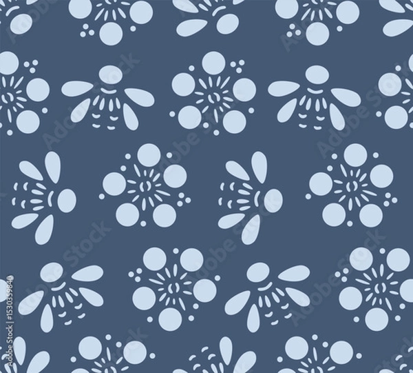 Fototapeta Japanese Round Flower Motif Vector Seamless Pattern