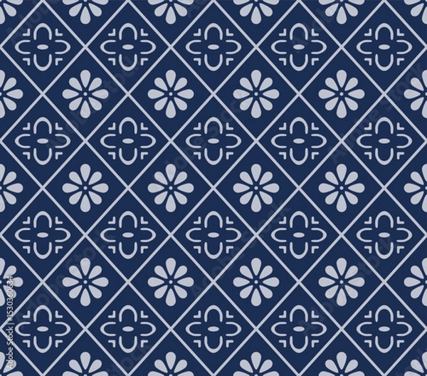 Fototapeta Japanese Diamond Flower Vector Seamless Pattern
