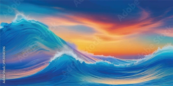 Fototapeta Soothing Sky and Sea Watercolor Background in Soft Blues with Natural Texture and Light-Filled Atmosphere. Abstract Watercolor Design in Ocean Blue and Sky Light Tones with Flowing Brush Strokes 