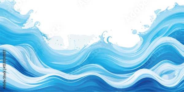 Fototapeta Soft Blue Watercolor Abstract Background with Transparent Layers and Flowing Artistic Strokes for Digital Designs. Blue Watercolor Brush Stroke Background with Smooth Transitions and Dreamy Artistic.
