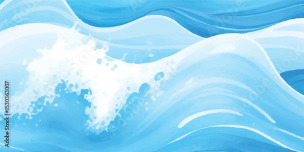 Fototapeta Ocean-Inspired Blue Watercolor Texture Background with Flowing Ink Style Strokes and Artistic Blending. Banner Graphic Resource as background for ocean wave and water wave abstract graphics
