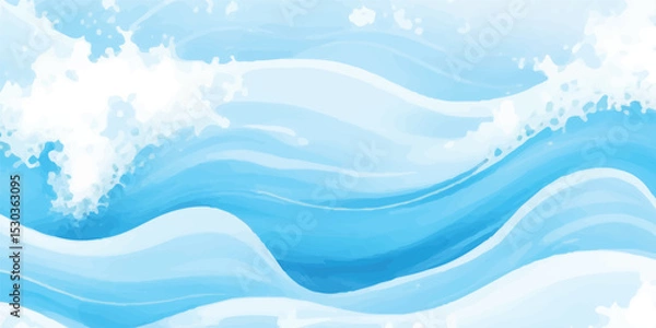 Fototapeta Ocean-Inspired Blue Watercolor Texture Background with Flowing Ink Style Strokes and Artistic Blending. Banner Graphic Resource as background for ocean wave and water wave abstract graphics