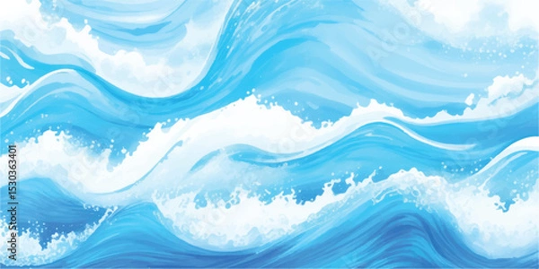 Fototapeta Soft Watercolor Painting in Blue Tones with Transparent Highlights and Gentle Wave-Like Flowing Texture, Banner Graphic Resource as background for ocean wave and water wave abstract graphics