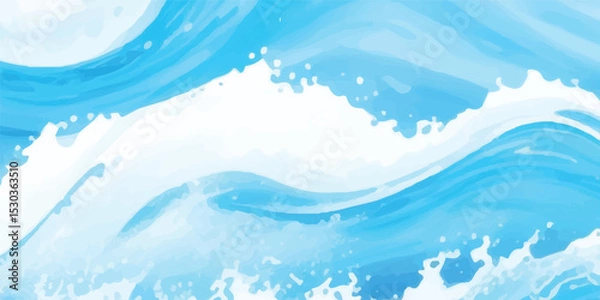 Fototapeta Soft Watercolor Painting in Blue Tones with Transparent Highlights and Gentle Wave-Like Flowing Texture, Banner Graphic Resource as background for ocean wave and water wave abstract graphics