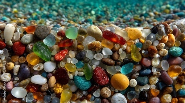 Obraz Colorful collection of various stones and minerals, vibrant hues and textures, perfect for art or educational projects.