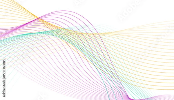 Fototapeta Colorful wavy lines abstract minimal elegant background. Vector graphic design