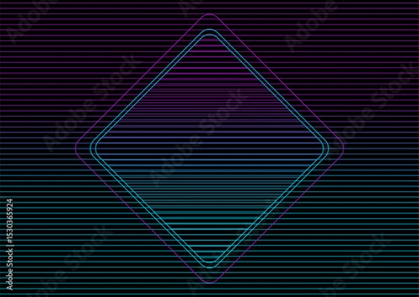 Obraz Abstract blue violet lines forming square shape, tech minimal background. Vector geometric pattern design
