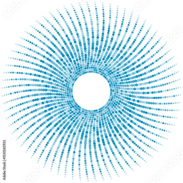 Obraz Geometric minimal tech blue halftones spiral dotted lines abstract background. Concept vector design