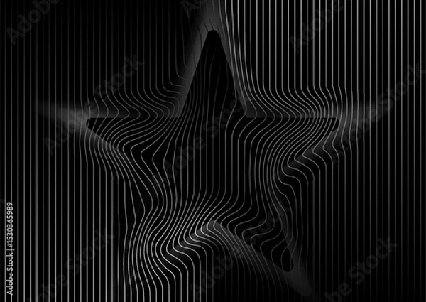 Obraz Abstract warped grey metallic lines forming distorted star shape, tech minimal background. Vector geometric pattern design