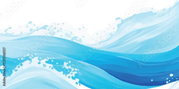 Fototapeta Abstract Blue Watercolor Background with Smooth Flowing Textures and Light Transparent Brush Strokes for Modern Design Projects. Transparent abstract soft green and blue abstract water color 