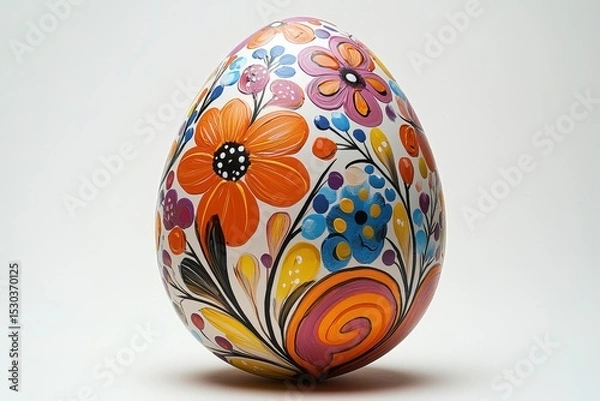 Fototapeta Colorful floral easter egg design: celebrate with vibrant patterns and festive art