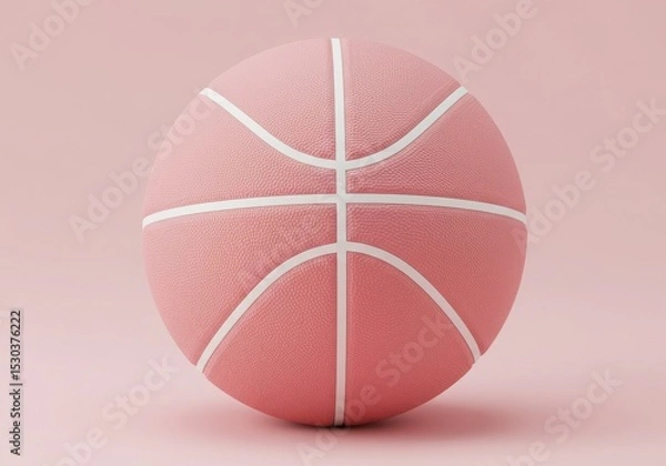 Obraz Pink basketball with white lines on pink background