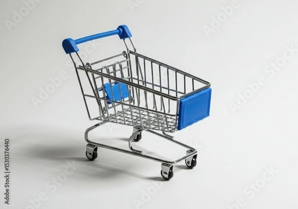 Obraz Close up of a miniature shopping cart with blue accents
