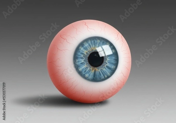 Obraz Realistic human eyeball with blue iris on gray background