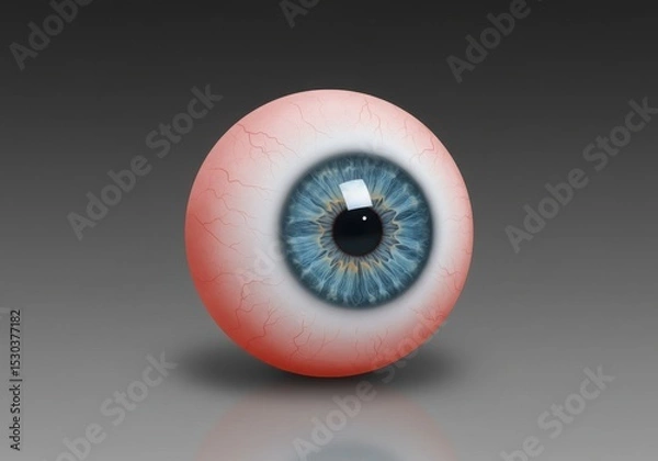 Obraz Realistic blue eyeball on gray background