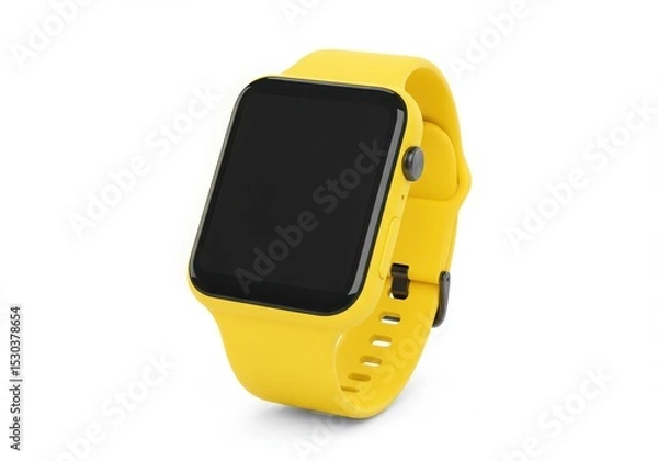 Obraz Yellow smartwatch with a blank screen on display