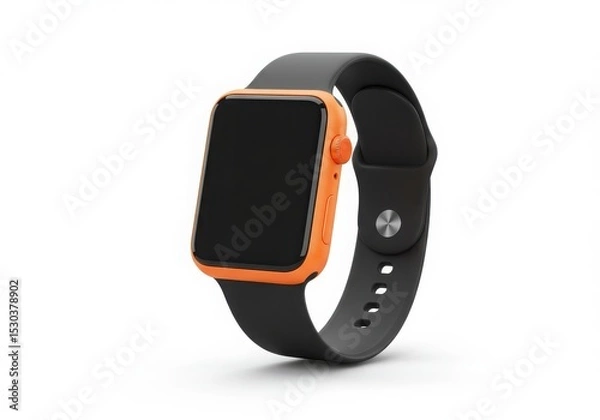 Obraz Smartwatch with orange frame and black band on display