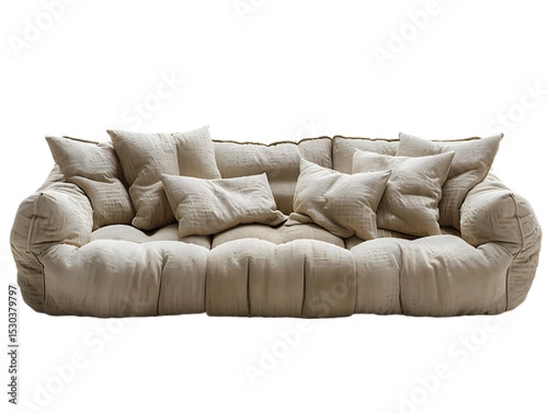 Fototapeta Minimalist beige fabric sofa with depth high resolution picture