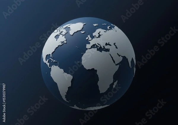 Obraz Earth globe with continents on dark blue background