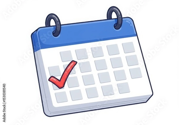 Obraz Calendar with red check mark illustration