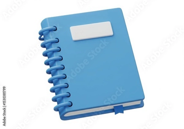Obraz Blue notebook with spiral binding and bookmark illustration