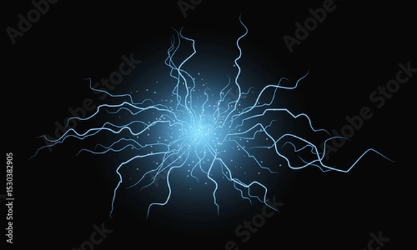Fototapeta Lightning strike vector illustration, this design could be used to represent energy, power, or a technological phenomenon.