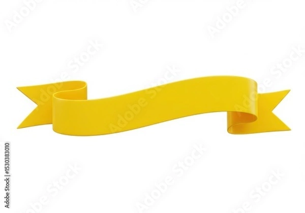 Obraz Yellow ribbon banner with curled edges