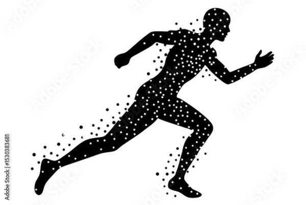 Fototapeta Running Man Silhouette, Dotted, Abstract