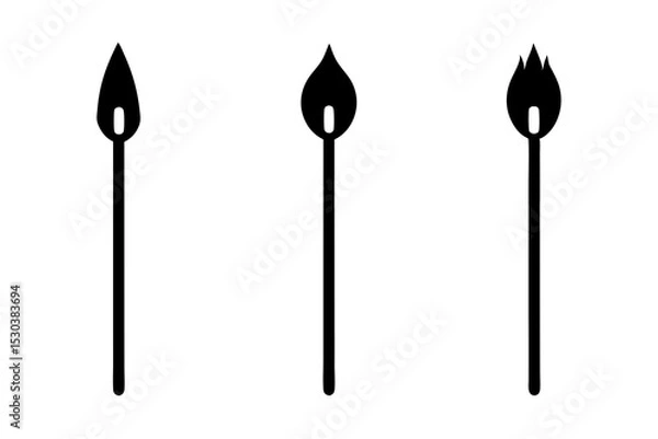Fototapeta Three Stages of a Burning Matchstick Icon