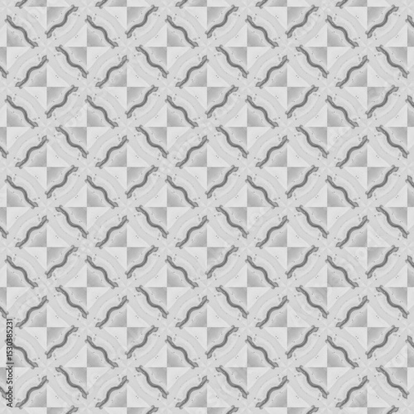 Fototapeta Seamless kaleidoscope floral pattern intricate gray floral and geometric shapes create a symmetrical, repeating design for fabric, wallpaper, and backgrounds