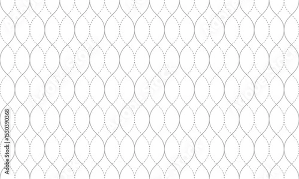 Fototapeta Grey solid line and dash line with ogee shape pattern. Vector Repeating Texture.