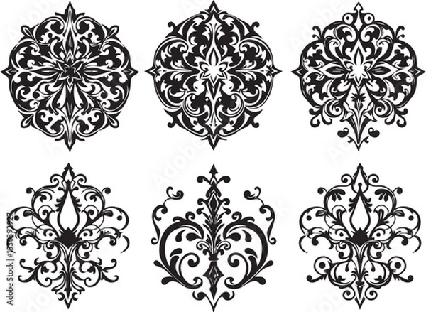 Fototapeta A set of elements, symbols, ornaments, mandalas. Hand drawn vector illustration	