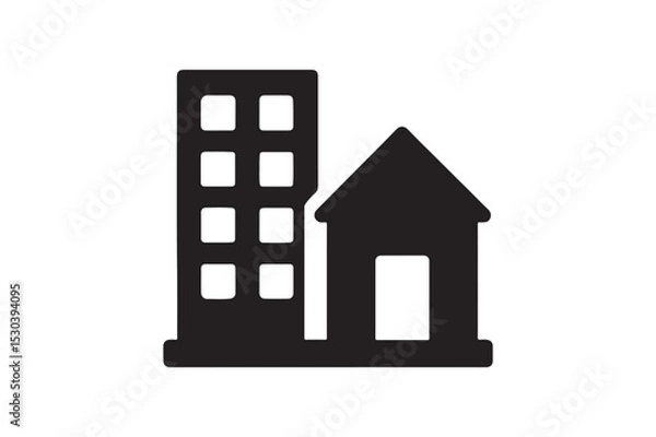 Fototapeta Mixed Use Area silhouette vector with white background